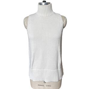 NOT MONDAY Cream Knit Sleeveless Turtleneck Sweater Short Size Small